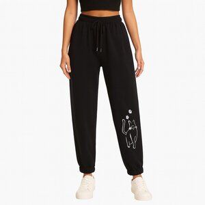 shein curve plus size womens black sweatpants cat on leg size 3X NEW